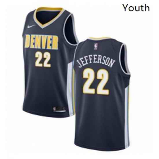 Youth Nike Denver Nuggets 22 Richard Jefferson Authentic Navy Blue Road NBA Jersey Icon Edition
